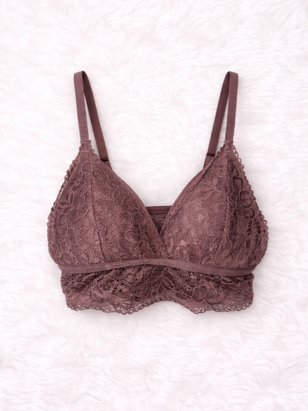 Adrienne Vittadini Studio Lace Bralette Small Mauve Pink Coquette Lounge Y2K - Picture 1 of 3